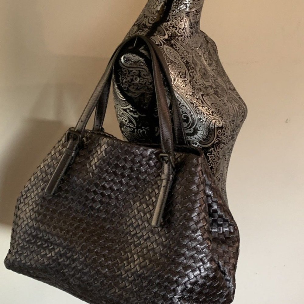 BOTTEGA VENETA Grosgrain Intrecciato Cesta Tote